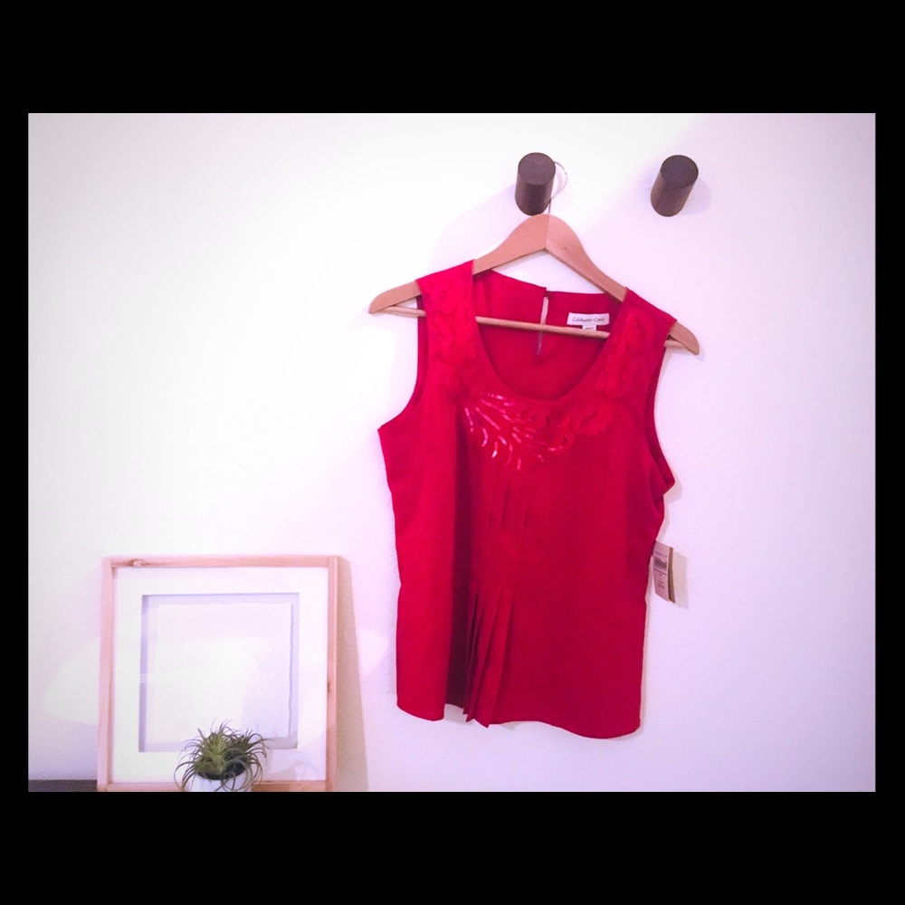 Red sequined Cold Water Creek blouse